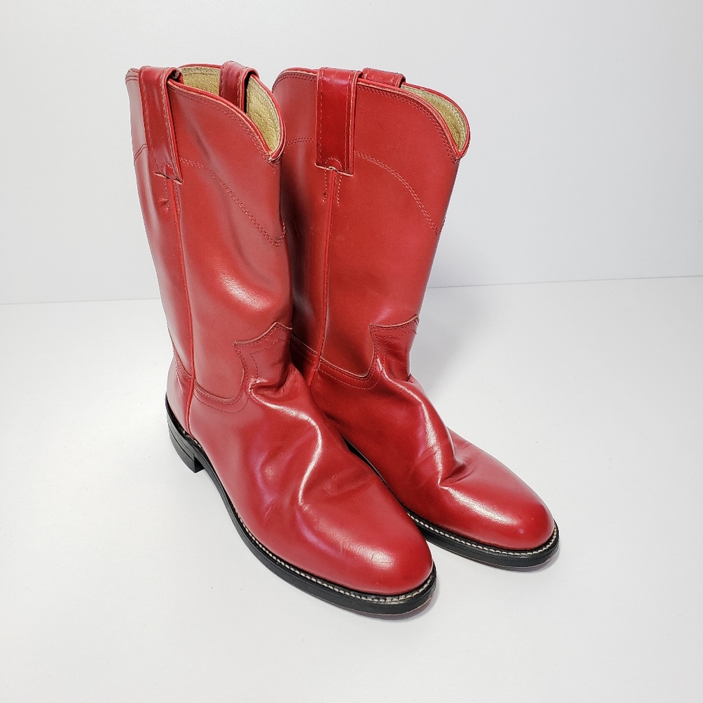 Diamond Red Roper Cowboy Justin Boots 7